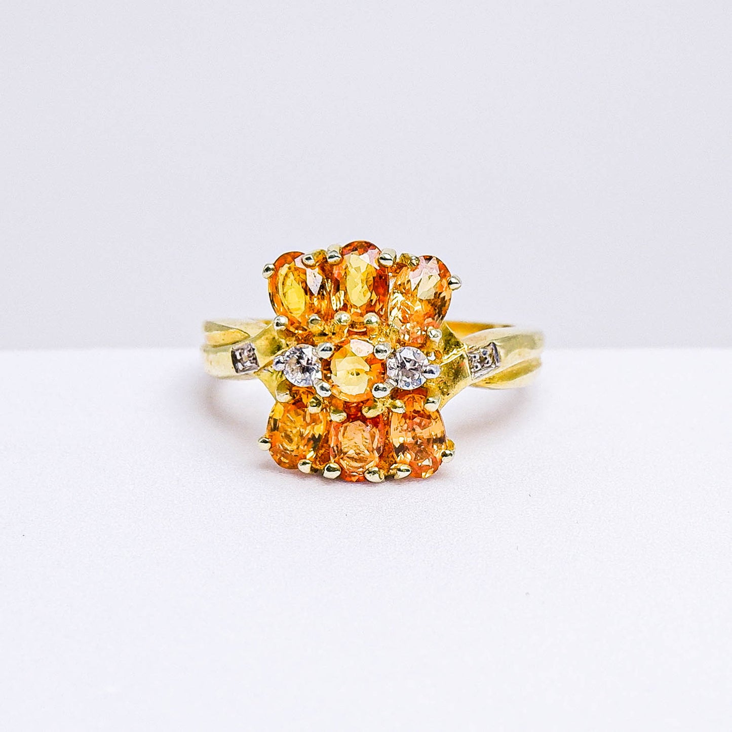 แหวนเงินแท้ 925 ฝังพลอย บุษราคัมบางกะจะ (Yellow Sapphire) + เซอร์คอน (Zircon)