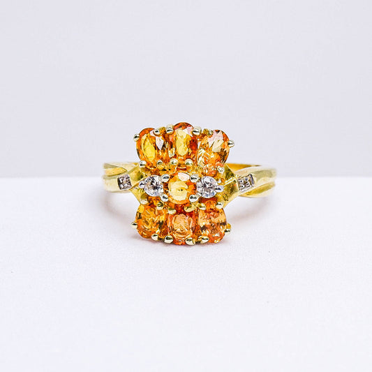 แหวนเงินแท้ 925 ฝังพลอย บุษราคัมบางกะจะ (Yellow Sapphire) + เซอร์คอน (Zircon)