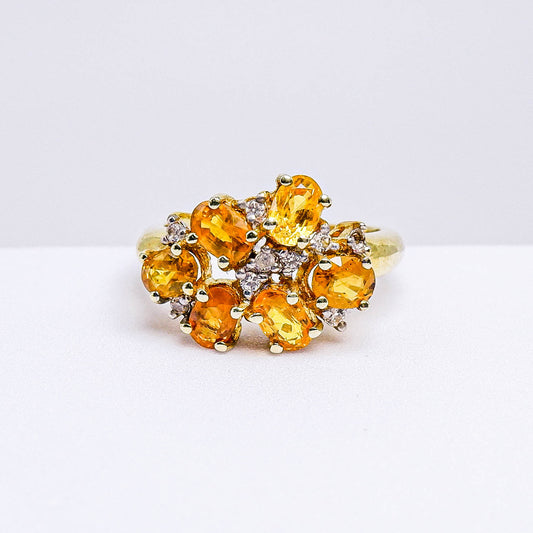 แหวนเงินแท้ 925 ฝังพลอย บุษราคัมบางกะจะ (Yellow Sapphire) + เซอร์คอน (Zircon)
