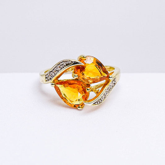 แหวนเงินแท้ 925 ฝังพลอย บุษราคัมบางกะจะ (Yellow Sapphire) + เซอร์คอน (Zircon)