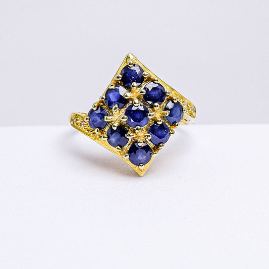 แหวนเงินแท้ 925 ฝังพลอย ไพลิน (Blue Sapphire) + เซอร์คอน (Zircon)