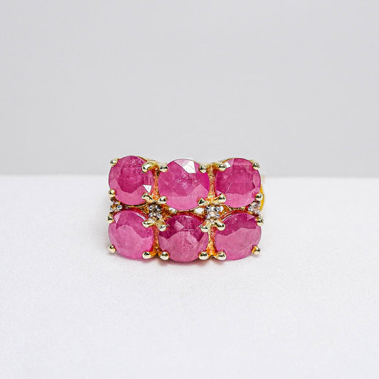 แหวนเงินแท้ 925 ฝังพลอย ทับทิมมาดา (Madagascar Ruby) + ไวท์โทพาส (whitetopaz)