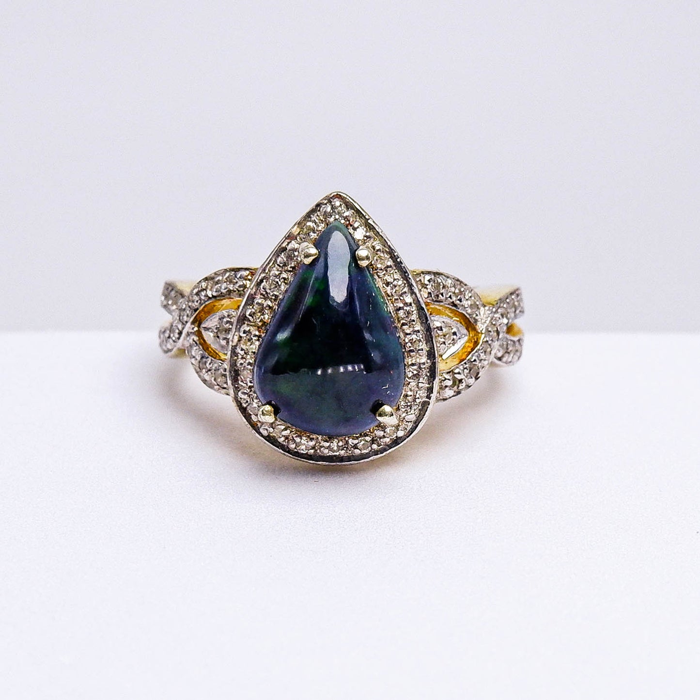 แหวนเงินแท้ 925 ฝังพลอย โอปอล (Opal) + เซอร์คอน (Zircon)
