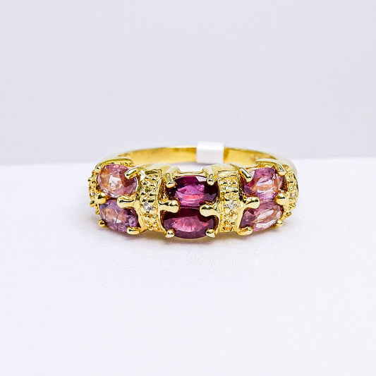แหวนเงินแท้ 925 ฝังพลอย แซฟไฟร์ไทย (Thai Sapphire) + เซอร์คอน (Zircon)