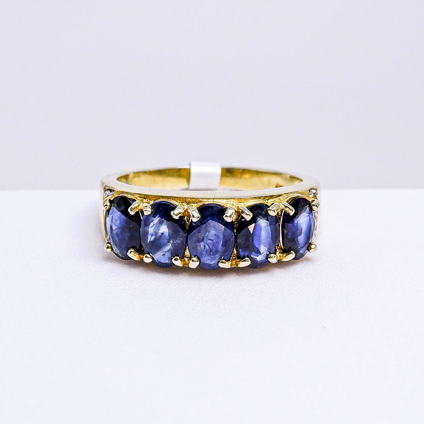 แหวนเงินแท้ 925 ฝังพลอย ไพลิน (Blue Sapphire) + ไวท์โทพาส (whitetopaz)