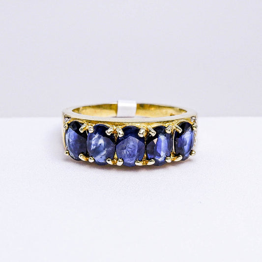 แหวนเงินแท้ 925 ฝังพลอย ไพลิน (Blue Sapphire) + ไวท์โทพาส (whitetopaz)