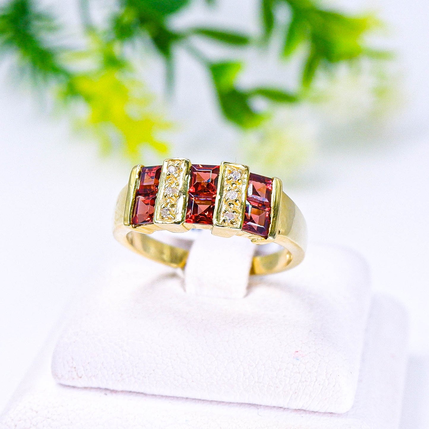 แหวนเงินแท้ 925 ฝังพลอย โกเมน (Garnet) + เซอร์คอน (Zircon)