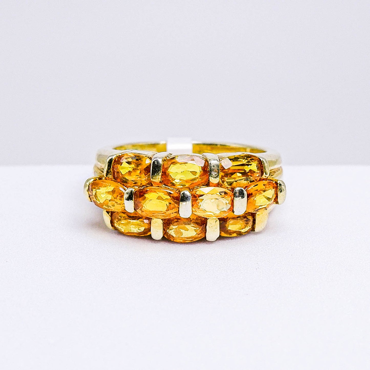 แหวนเงินแท้ 925 ฝังพลอย บุษราคัมบางกะจะ (Yellow Sapphire)