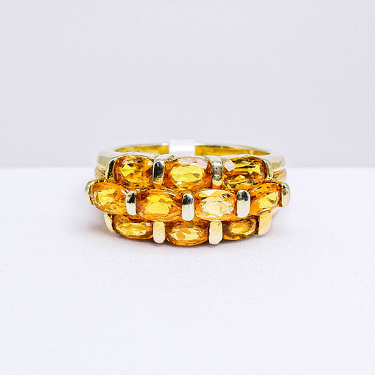 แหวนเงินแท้ 925 ฝังพลอย บุษราคัมบางกะจะ (Yellow Sapphire)