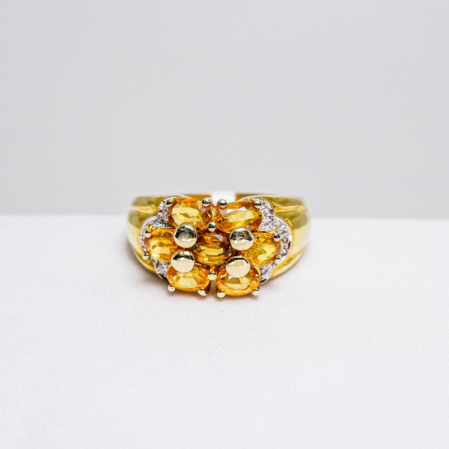 แหวนเงินแท้ 925 ฝังพลอย บุษราคัมบางกะจะ (Yellow Sapphire) + เซอร์คอน (Zircon)