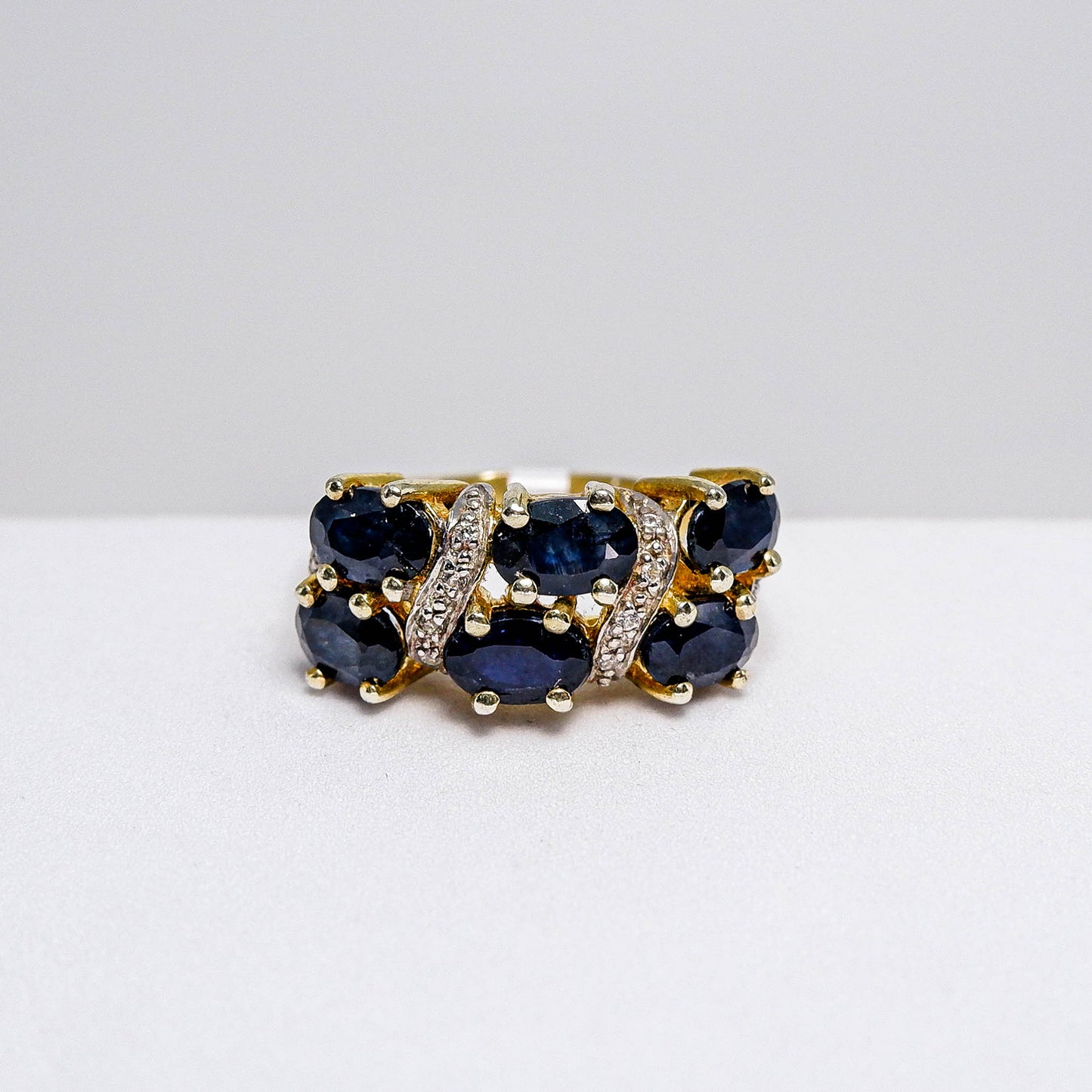 แหวนเงินแท้ 925 ฝังพลอย ไพลิน (Blue Sapphire) + เซอร์คอน (Zircon)