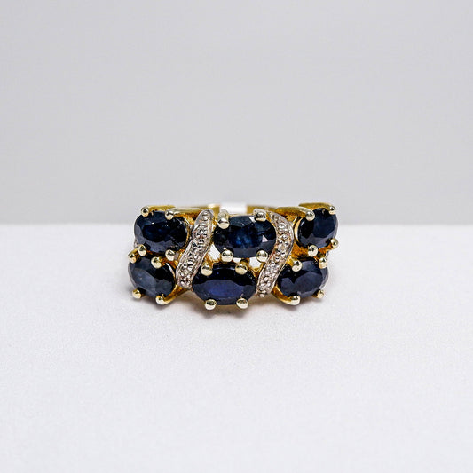 แหวนเงินแท้ 925 ฝังพลอย ไพลิน (Blue Sapphire) + เซอร์คอน (Zircon)