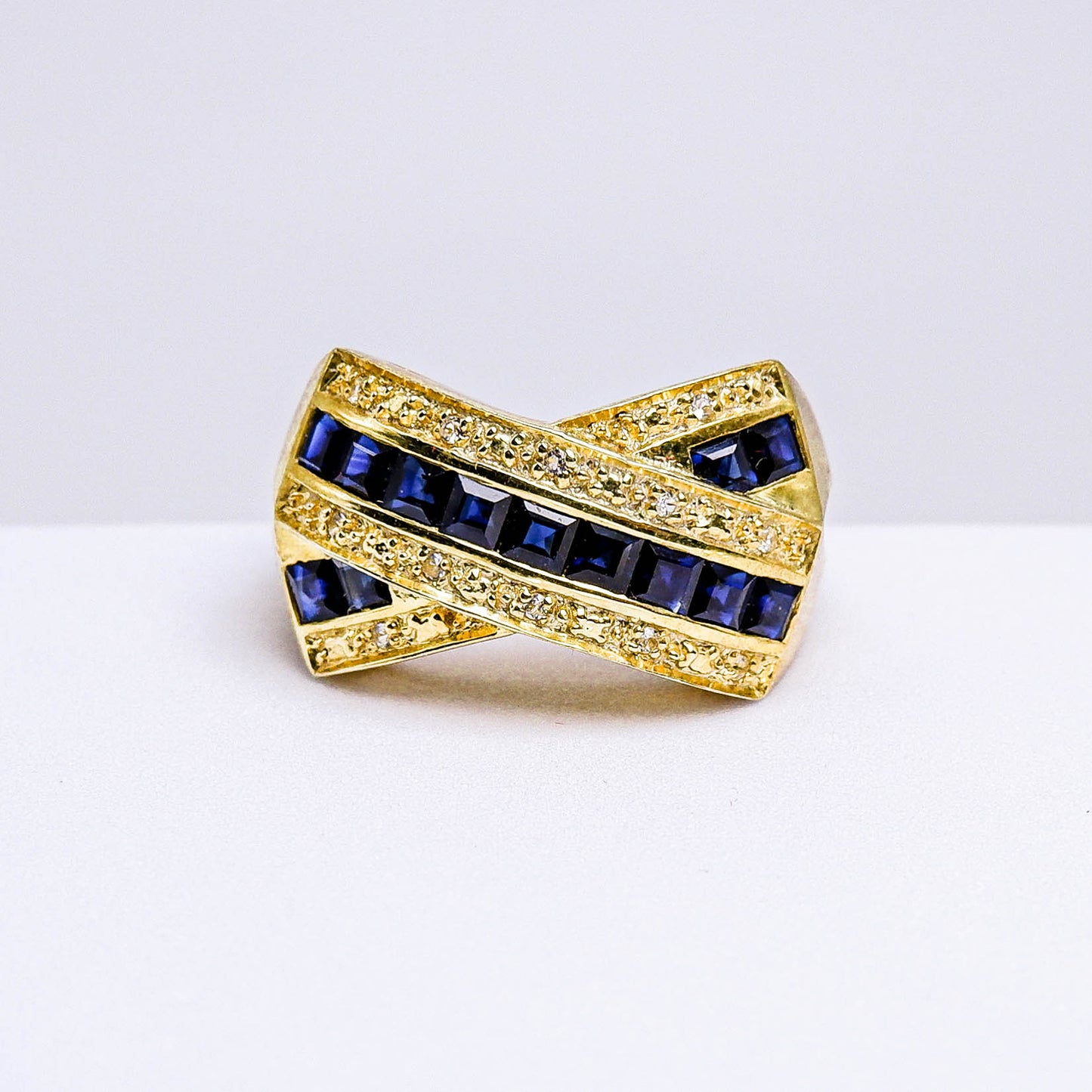 แหวนเงินแท้ 925 ฝังพลอย ไพลิน (Blue Sapphire) + ไวท์โทพาส (whitetopaz)