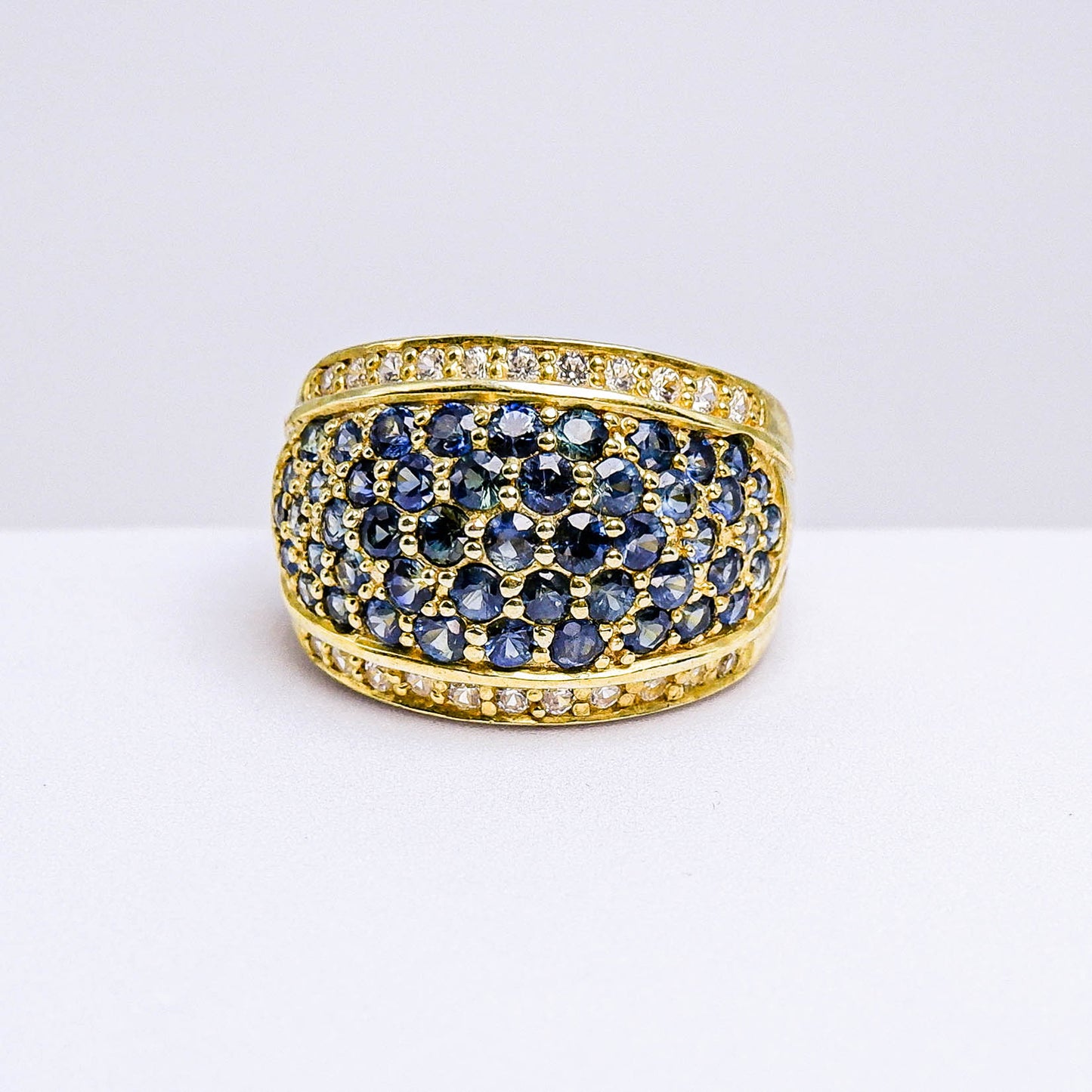 แหวนเงินแท้ 925 ฝังพลอย ไพลิน (Blue Sapphire) +  เซอร์คอน (Zircon)