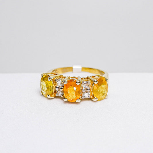 แหวนเงินแท้ 925 ฝังพลอย บุษราคัม (Yellow Sapphire) + เซอร์คอน (Zircon)