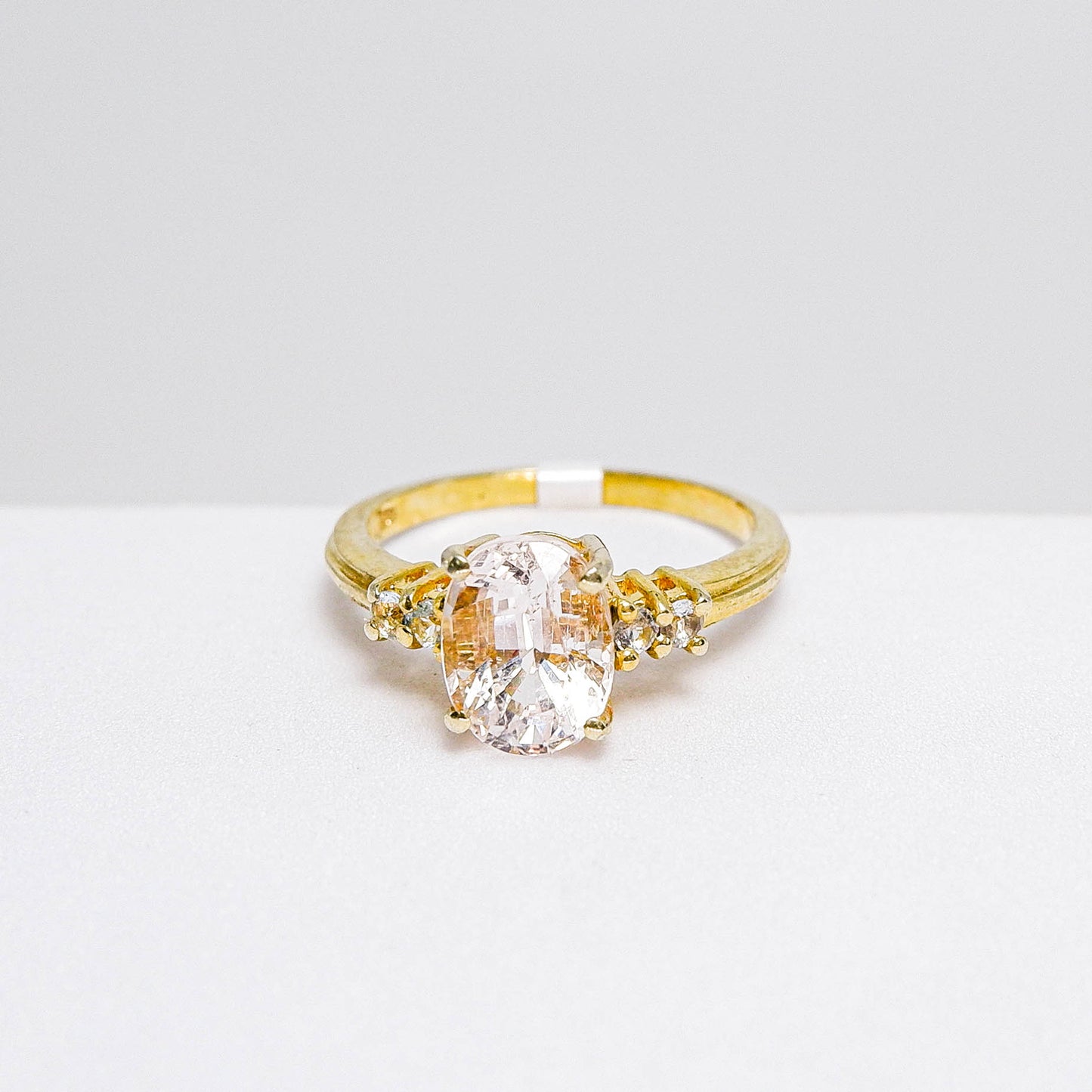 แหวนเงินแท้ 925 ฝังพลอย มอร์แกไนท์ (Morganite) + บลูโทพาส(Blue Topaz)
