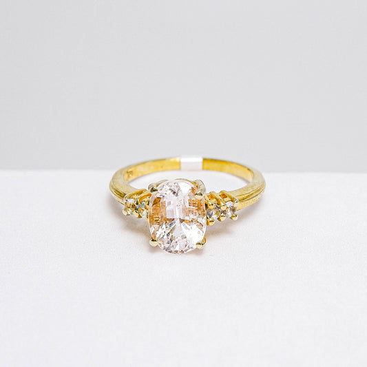 แหวนเงินแท้ 925 ฝังพลอย มอร์แกไนท์ (Morganite) + บลูโทพาส(Blue Topaz)