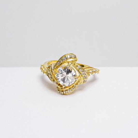 แหวนเงินแท้ 925 ฝังพลอย เพทายขาว (Zircon) + ไวท์โทพาส (whitetopaz)