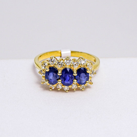 แหวนเงินแท้ 925 ฝังพลอย ไพลิน (Blue Sapphire) + เซอร์คอน (Zircon)