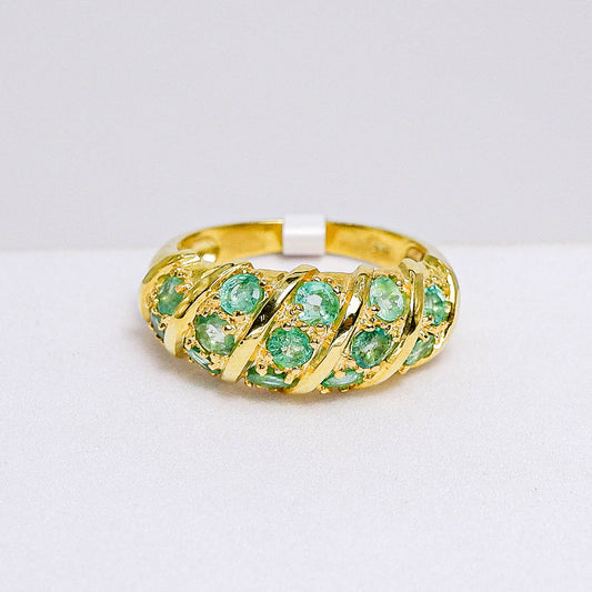 แหวนเงินแท้ 925 ฝังพลอย มรกต (Emerald cut)