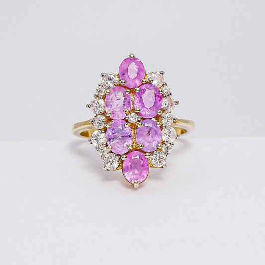 แหวนเงินแท้ 925 ฝังพลอย ทับทิมเวียดนาม (Vietnamese Ruby) + เซอร์คอน (Zircon)