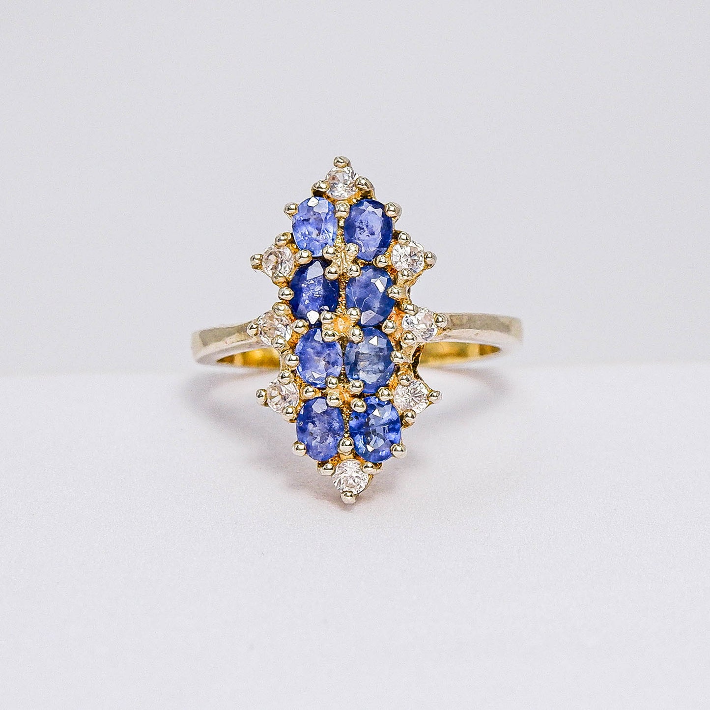แหวนเงินแท้ 925 ฝังพลอย ไพลิน (Blue Sapphire) + เซอร์คอน (Zircon)