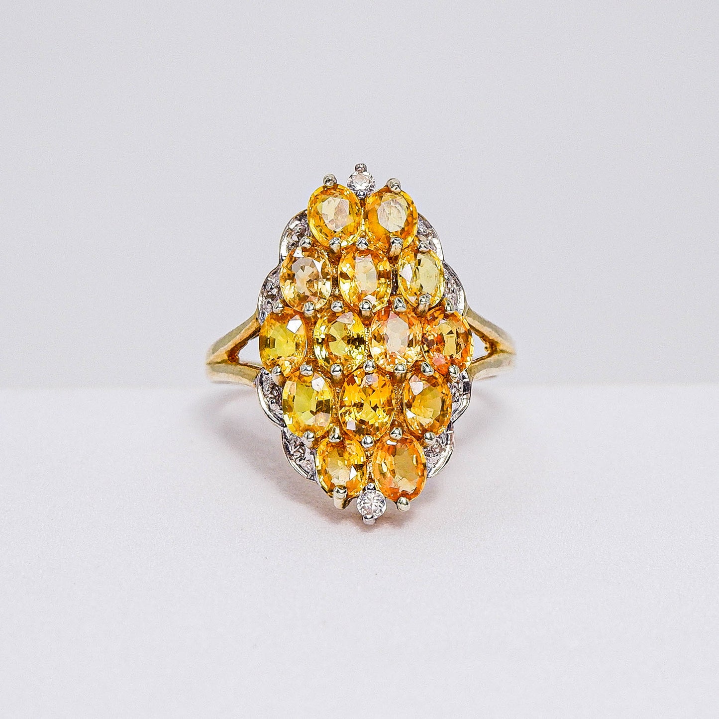 แหวนเงินแท้ 925 ฝังพลอย บุษราคัม (Yellow Sapphire) + เซอร์คอน (Zircon)