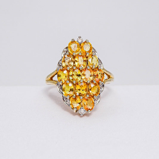 แหวนเงินแท้ 925 ฝังพลอย บุษราคัม (Yellow Sapphire) + เซอร์คอน (Zircon)