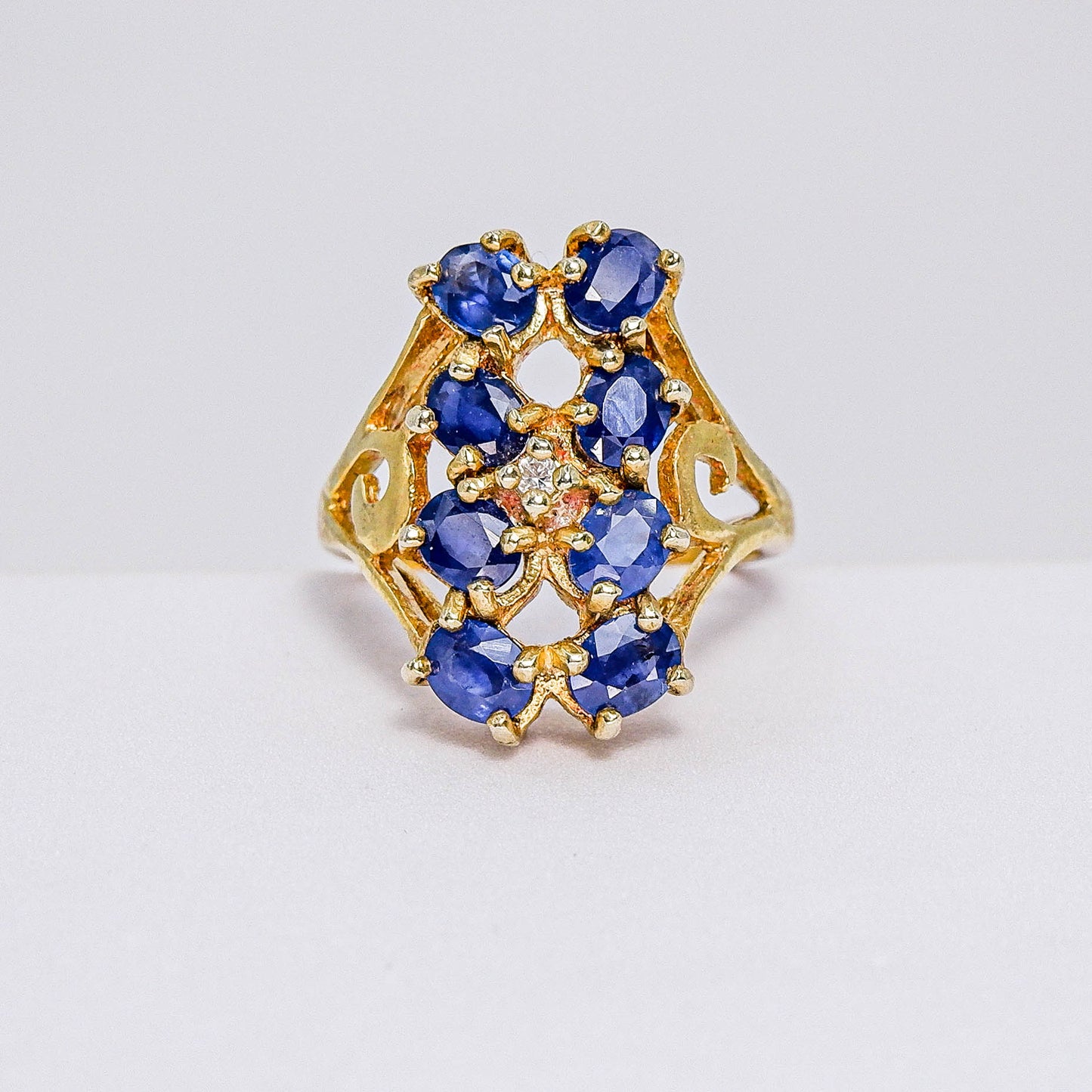 แหวนเงินแท้ 925 ฝังพลอย ไพลิน (Blue Sapphire) + เซอร์คอน (Zircon)