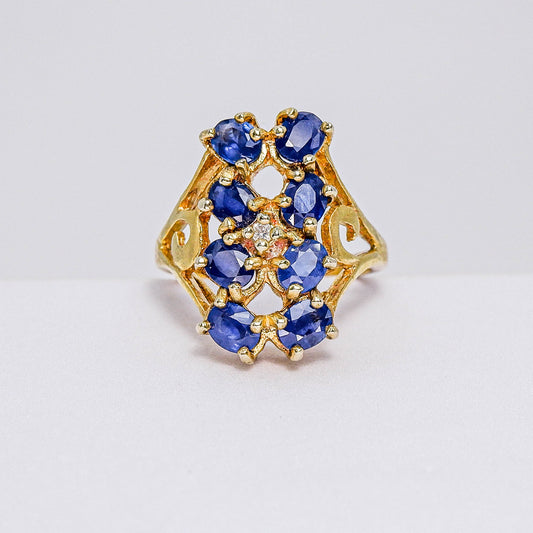 แหวนเงินแท้ 925 ฝังพลอย ไพลิน (Blue Sapphire) + เซอร์คอน (Zircon)