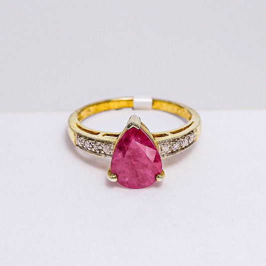 แหวนเงินแท้ 925 ฝังพลอย ทับทิมพม่า (Pigeon Blood) + เพชรแท้ (Natural Diamond)
