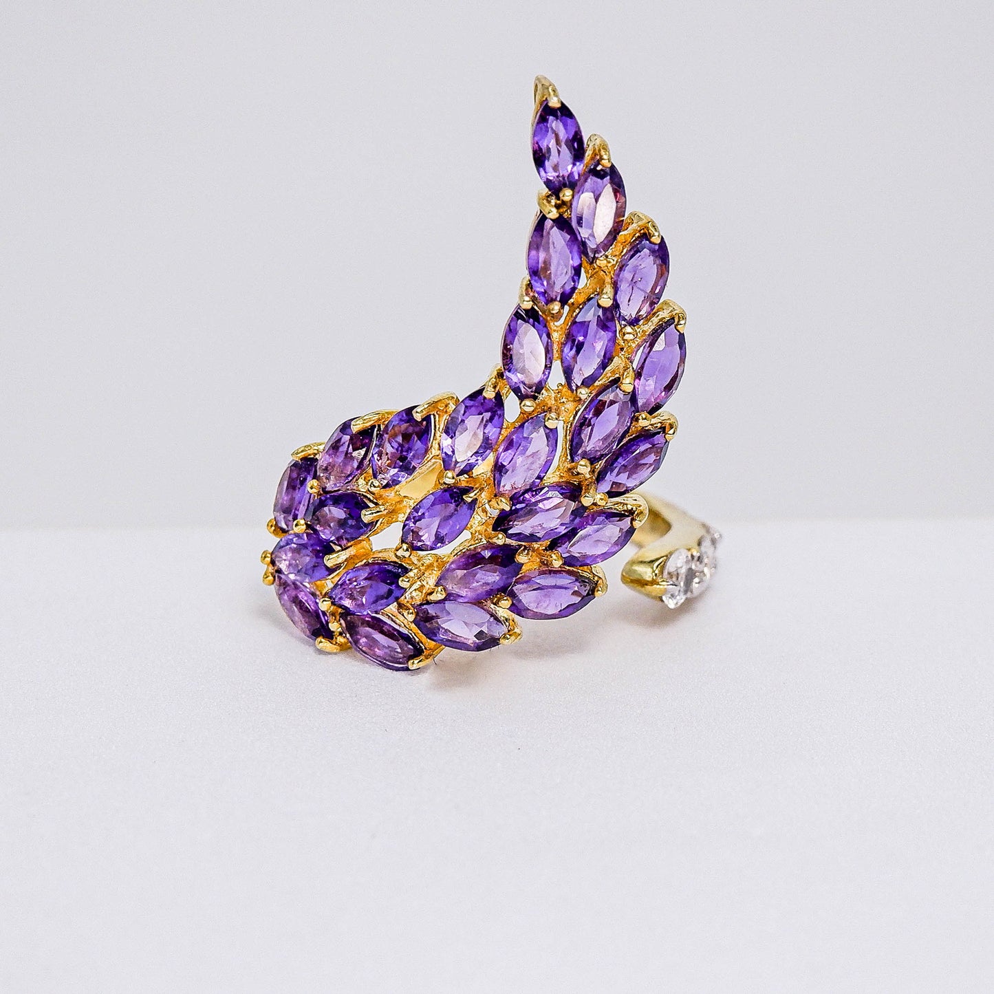 แหวนเงินแท้ 925 ฝังพลอย อเมทิสต์ (Amethyst) + เซอร์คอน (Zircon)