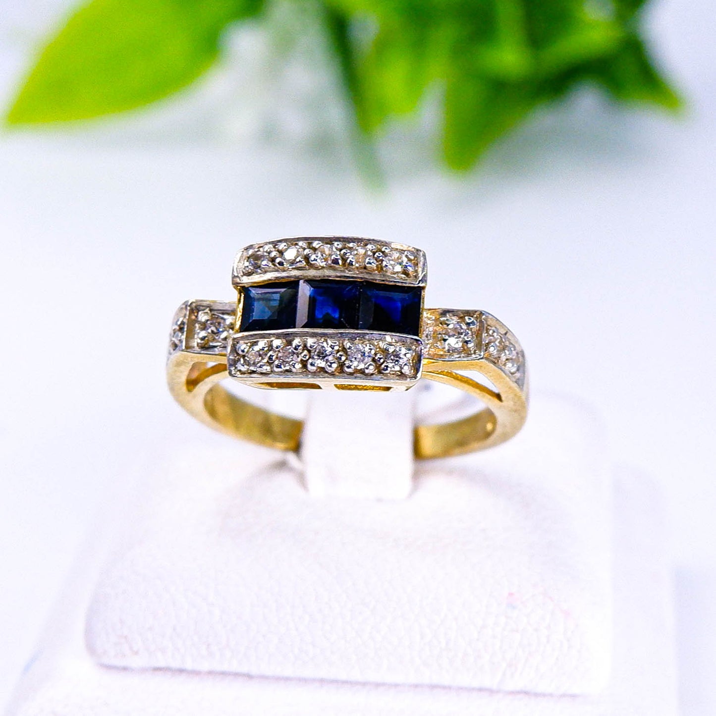แหวนเงินแท้ 925 ฝังพลอย ไพลิน (Blue Sapphire) + เซอร์คอน (Zircon)