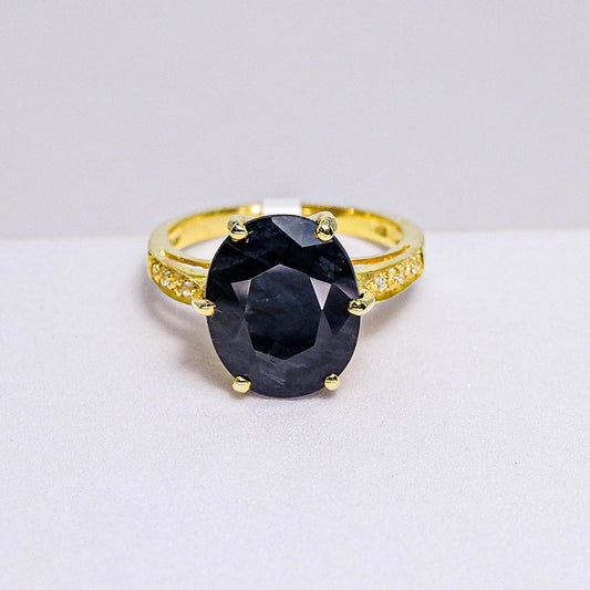 แหวนเงินแท้ 925 ฝังพลอย ไพลิน (Blue Sapphire) + เซอร์คอน (Zircon)
