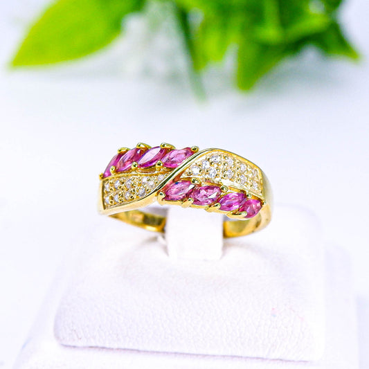 แหวนเงินแท้ 925 ฝังพลอย ทับทิมไทย (Siam Ruby) + เซอร์คอน (Zircon)