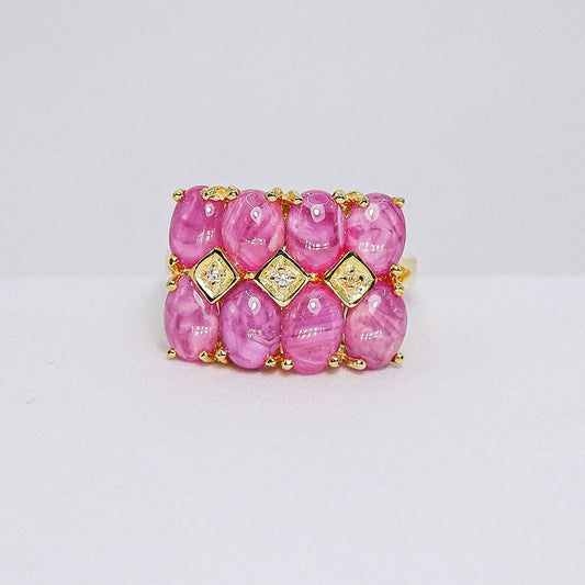 แหวนเงินแท้ 925 ฝังพลอย ทับทิม (Ruby) + เซอร์คอน (Zircon)