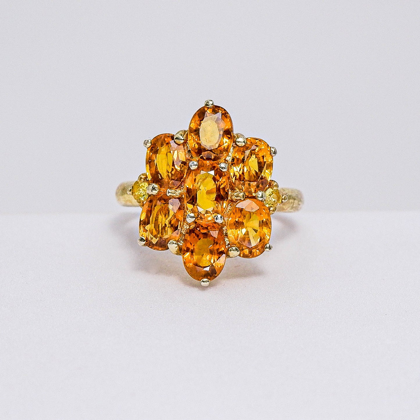 แหวนเงินแท้ 925 ฝังพลอย บุษราคัมบางกะจะ (Yellow Sapphire) + บุษราคัมแทนซาเนีย (Yellow Sapphire Tanzania)