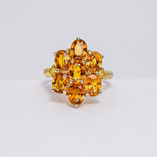 แหวนเงินแท้ 925 ฝังพลอย บุษราคัมบางกะจะ (Yellow Sapphire) + บุษราคัมแทนซาเนีย (Yellow Sapphire Tanzania)
