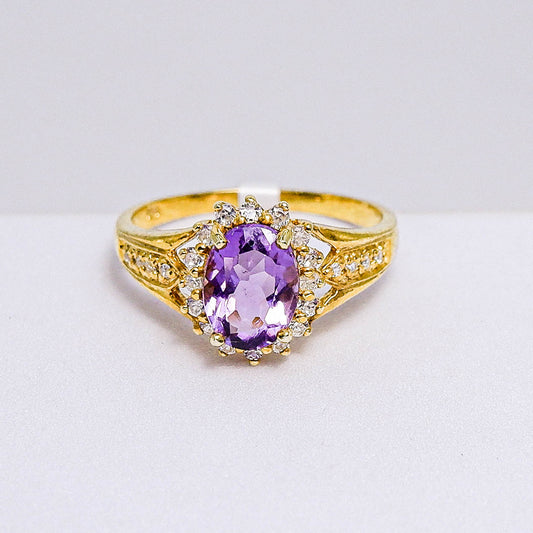 แหวนเงินแท้ 925 ฝังพลอย อเมทิสต์ (Amethyst) + เซอร์คอน (Zircon)
