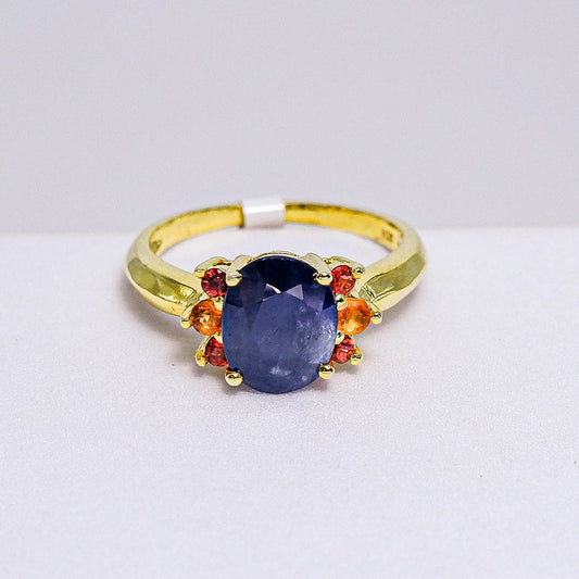 แหวนเงินแท้ 925 ฝังพลอย ไพลิน (Blue Sapphire) +  แซฟไฟร์ (Sapphire)