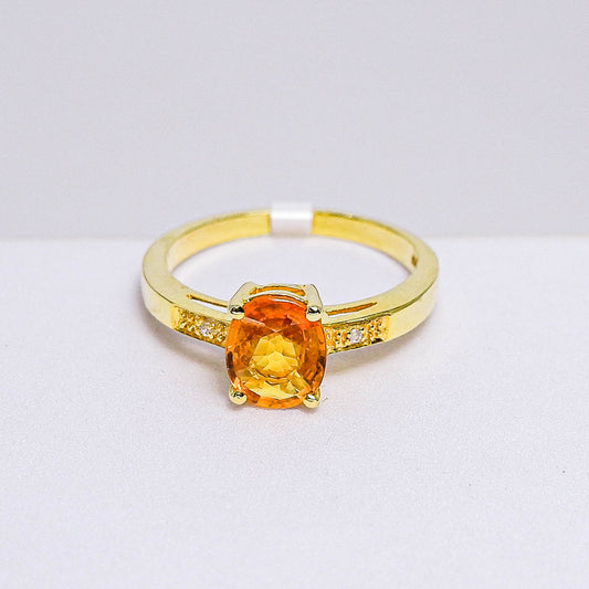 แหวนเงินแท้ 925 ฝังพลอย บุษราคัม (Yellow Sapphire) + เซอร์คอน (Zircon)