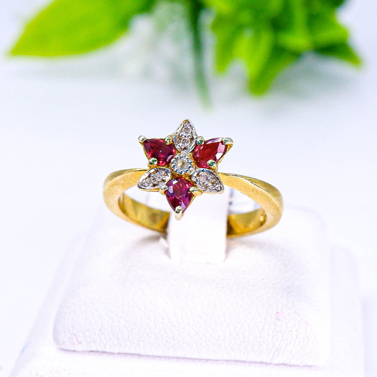 แหวนเงินแท้ 925 ฝังพลอย สปิเนล (Spinel) + ไวท์โทพาส (whitetopaz)