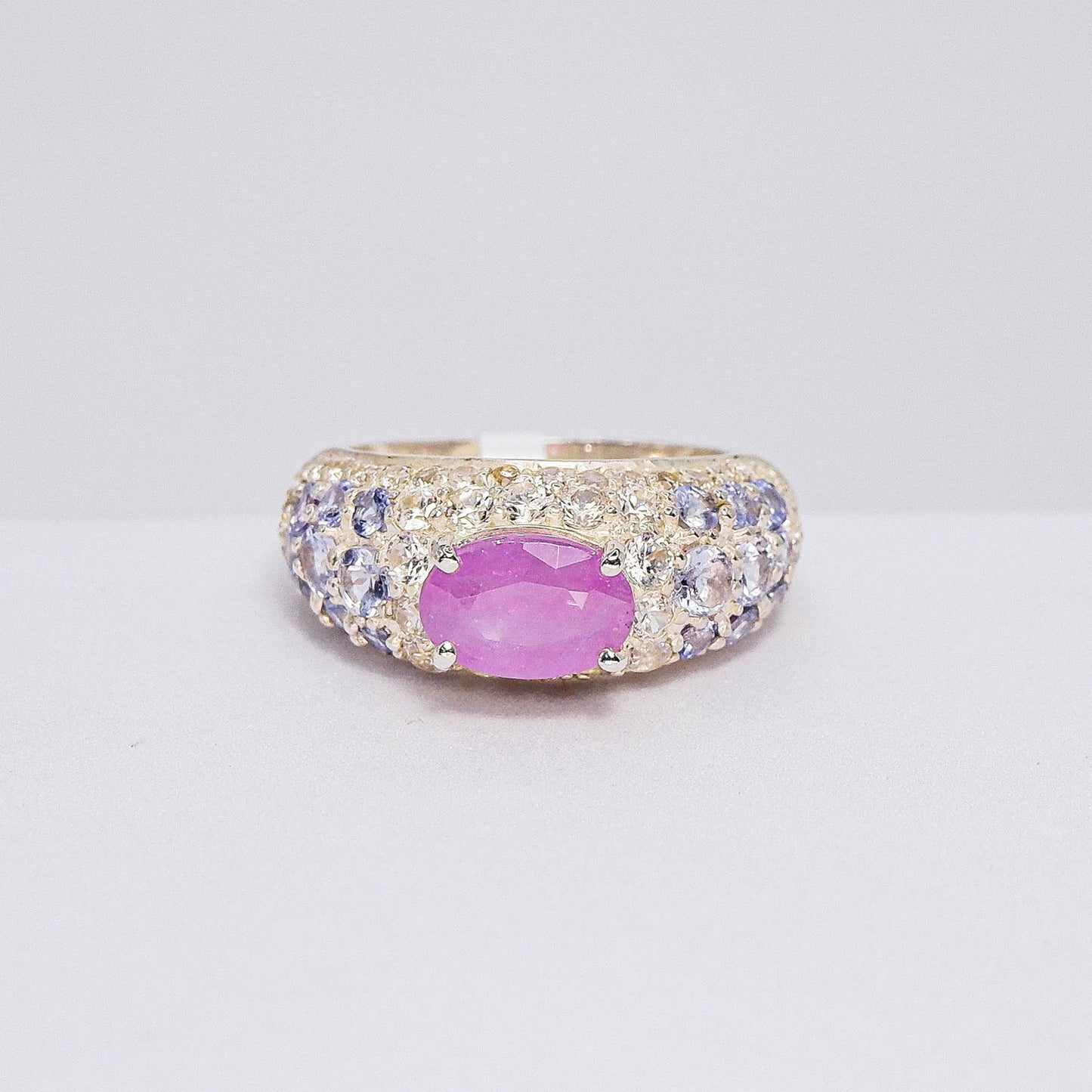 แหวนเงินแท้ 925 ฝังพลอย แซฟไฟร์เวียดนาม(Vietnam Sapphire)+แทนซาไนท์(Tanzanite)+เซอร์คอน