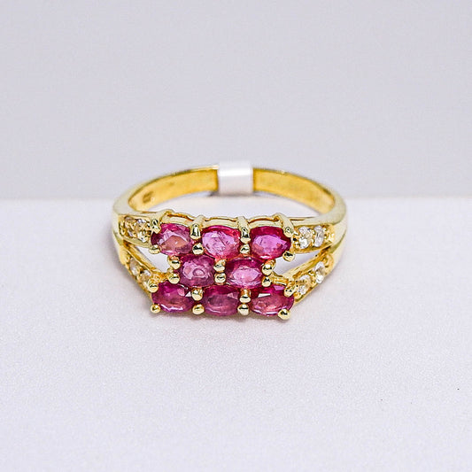 แหวนเงินแท้ 925 ฝังพลอย ทับทิม (Ruby) + เซอร์คอน (Zircon)