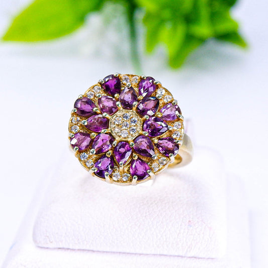 แหวนเงินแท้ 925 ฝังพลอย แซฟไฟร์ไทย (Thai Sapphire) + เซอร์คอน (Zircon)