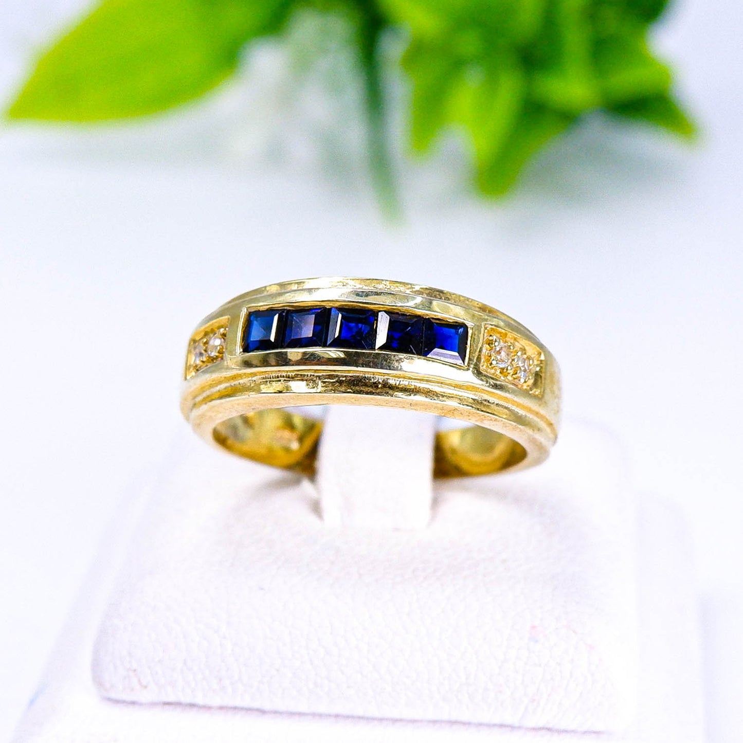 แหวนเงินแท้ 925 ฝังพลอย ไพลิน (Blue Sapphire) + ไวท์โทพาส (whitetopaz)