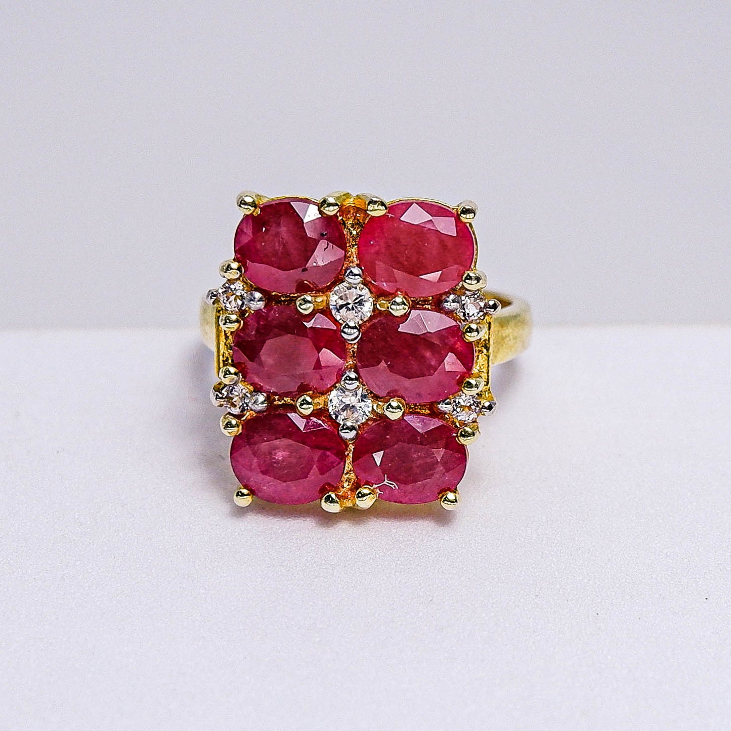 แหวนเงินแท้ 925 ฝังพลอย ทับทิม (Ruby) + เซอร์คอน (Zircon)