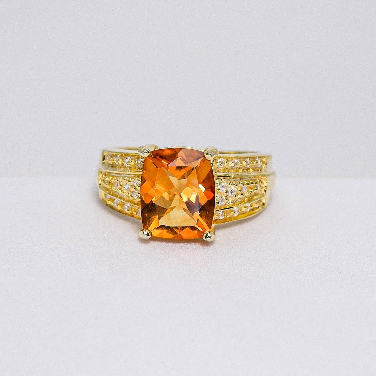 แหวนเงินแท้ 925 ฝังพลอย ซิทริน (Citrine) + เซอร์คอน (Zircon)