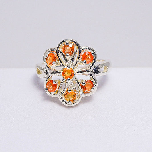 แหวนเงินแท้ 925 ฝังพลอย ออเรนจ์แซฟไฟร์ (Orange Sapphire)