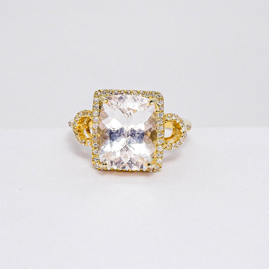 แหวนเงินแท้ 925 ฝังพลอย แดนบูไรท์ (Danburite) + เซอร์คอน (Zircon)